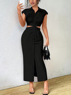VESTIDO ELEGANTE DE MANGA CORTA